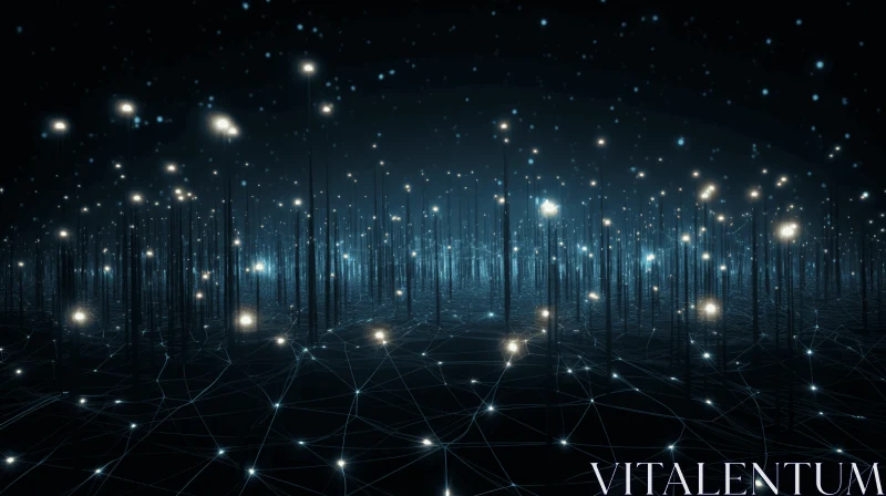 Futuristic 3D Background of Stars and Networks | Atmospheric Woodland Imagery AI Image