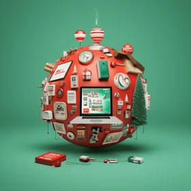 Captivating Computer-Shaped Globe Artwork | Playful and Vibrant Illustrations