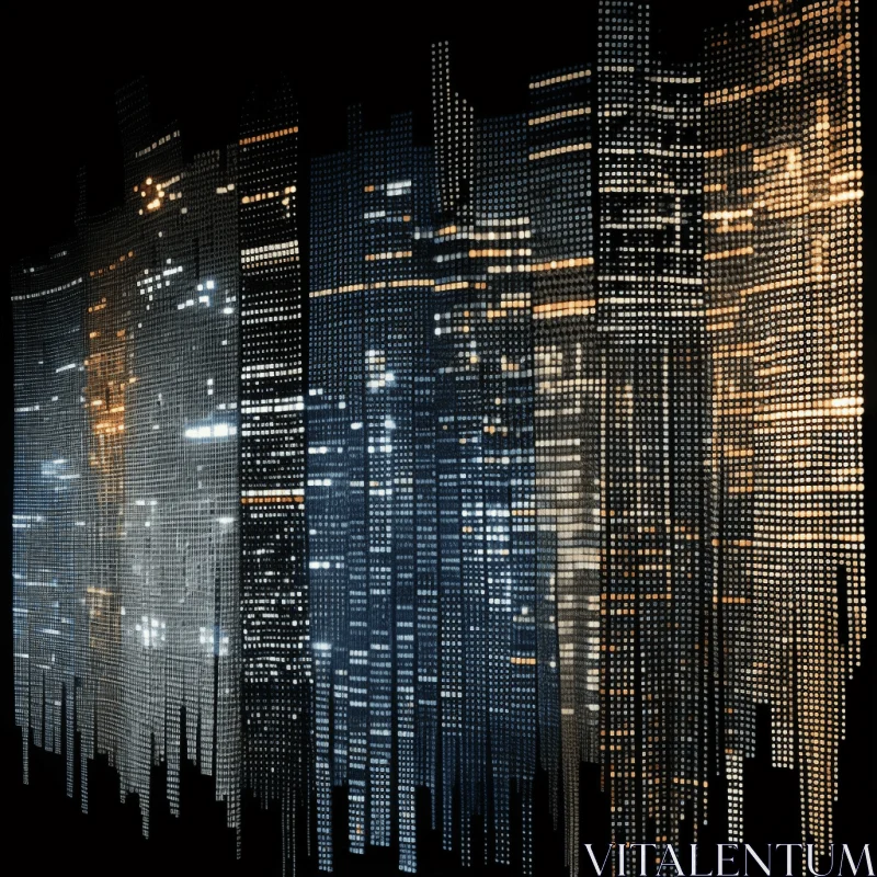 Abstract Digital Cityscape: Dark Steel Forms and Striped Compositions AI Image