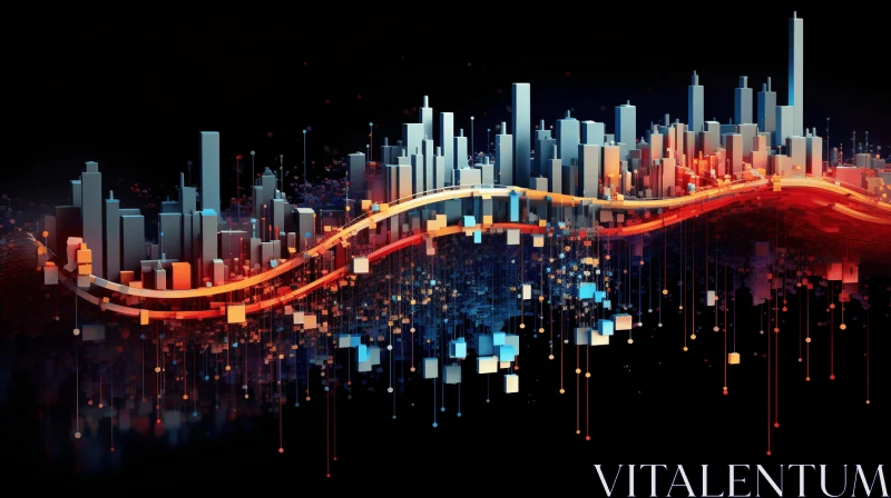 Captivating Cityscape: Dynamic Data Visualization in Abstract Design AI Image