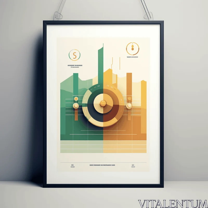 AI ART Geometric Design Poster with Circular Clock | Data Visualization Art