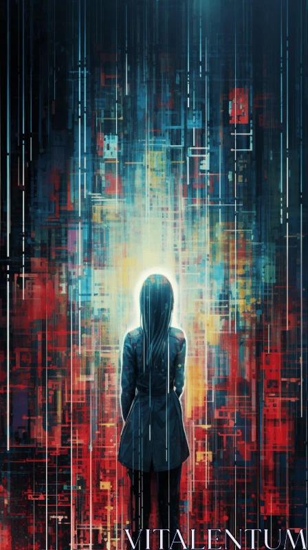 Captivating Digital Art: Woman in Cyberpunk Manga Style AI Image