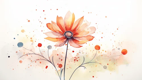 Whimsical Watercolor Flower Illustration with Serene Beauty