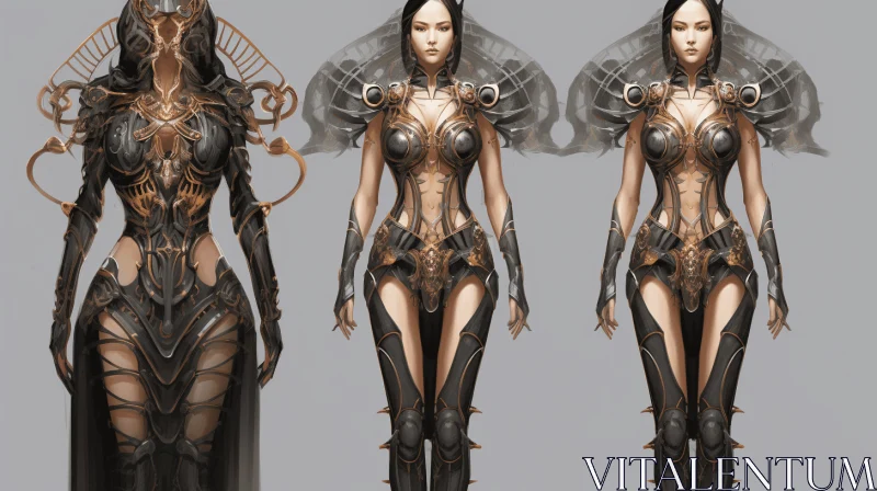 Captivating Female Armor Designs in Fantasy Art AI Image