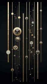 Captivating Collection of Hanging Gold Clocks on Black Background