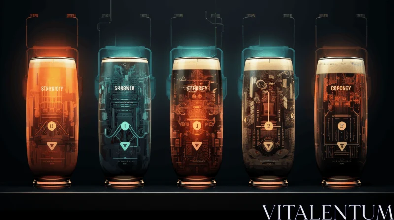 Captivating Sci-Fi Liquid Concept Beer Bottle Design AI Image