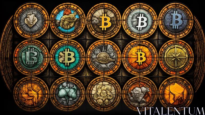 AI ART Captivating Coins in Stained Glass: A Steampunk-inspired Abstract Art