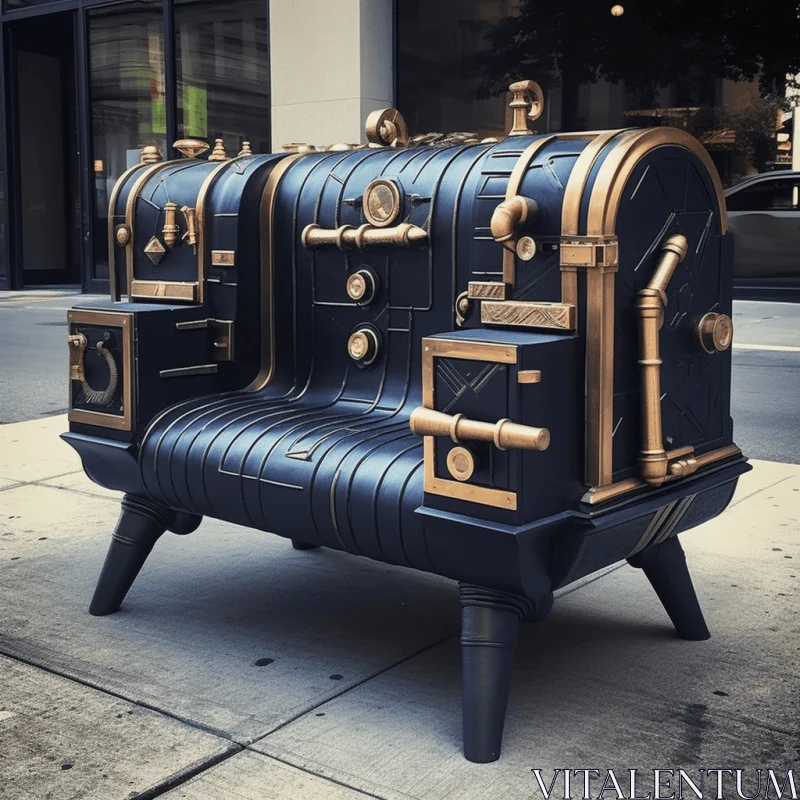 Steampunk Bench: A Captivating Tribute to High-Tech Futurism AI Image