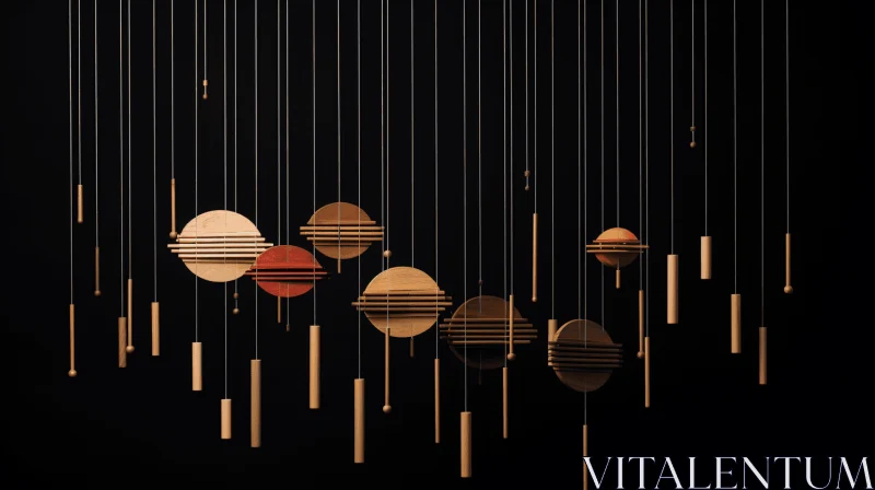 Captivating Composition of Suspended Spheres | Varying Wood Grains AI Image