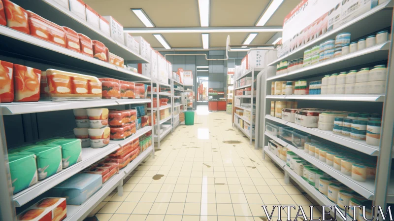 Realistic Grocery Store Rendered in Maya | Retrocore Atmosphere AI Image
