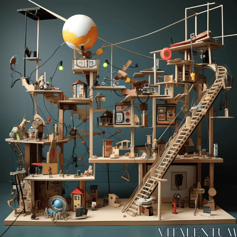 AI ART Wooden Toy Building with Surrealistic Imagery | Eclectic Design
