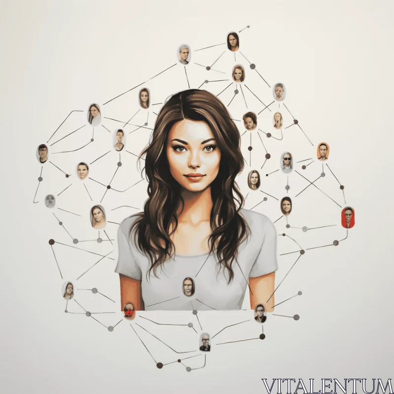 Captivating Portraits: Woman Surrounded by Intricate Networks AI Image