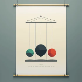 Modern Minimalism Poster with Hanging Spheres | Industrial Design