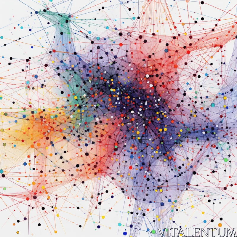 Colorful Interactive Network of Dots: Political and Social Commentary AI Image