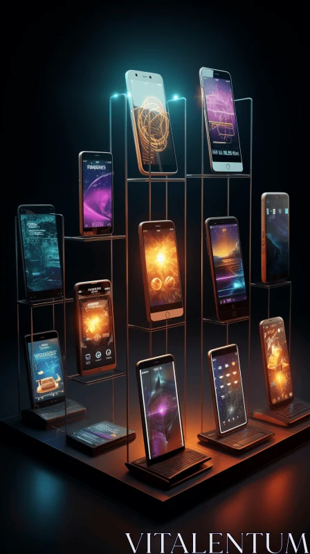 Captivating Cell Phone Display Design on Dark Background AI Image