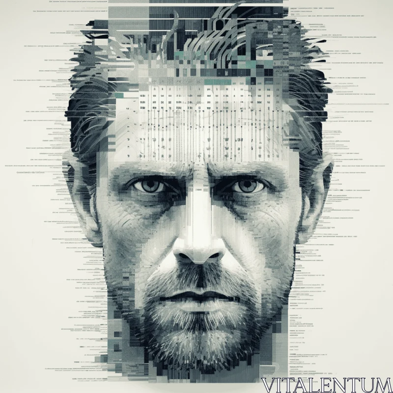 Futuristic Fragmentation: Abstract Digital Art of a Man's Face AI Image