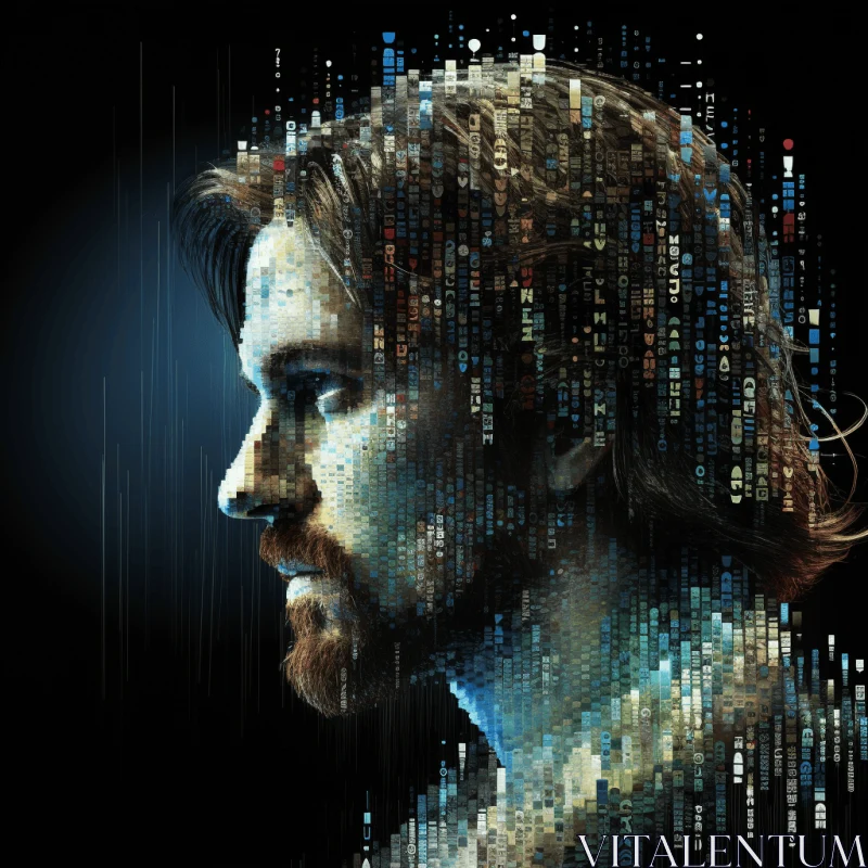 Captivating Digital Illustration of a Man's Head on a Dark Background AI Image