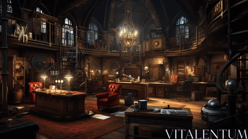 Ethereal Enigma: A Captivating Dark Realism Scene in a Library AI Image