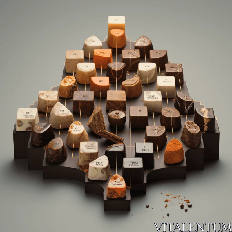 Exquisite Chocolate Display: Tempting Pyramid of Assorted Chocolates AI Image