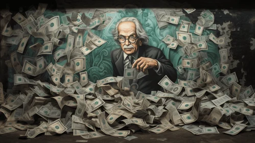 Captivating Painting of a Man with Money | Generative Art