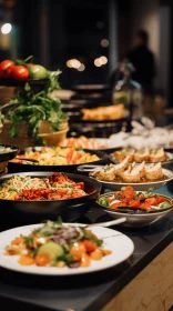 Exquisite Assortment of Food on a Black Buffet Table