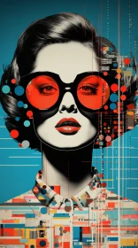 Digital Pop Art: Woman in Glasses with Futurist Elements