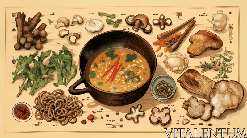 Nostalgic Soup Illustration with Hidden Details | Precisionist Art AI Image