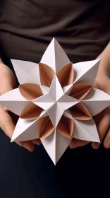 Folded White Origami Star: Organic Geometric Abstraction