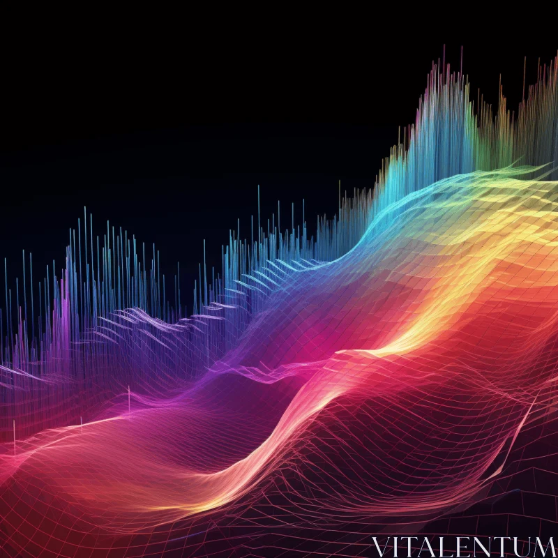 Colorful Wave Graph in Futuristic Digital Art - Spatial Concept AI Image