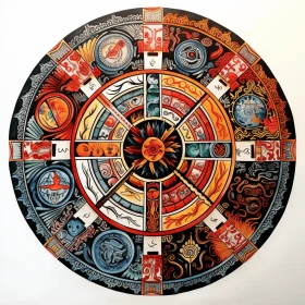 Intricate Circular Painting with Interlocking Symbols | Metallic Rotation