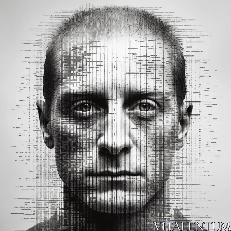 Captivating Digital Art: Man's Face Covered with Data AI Image