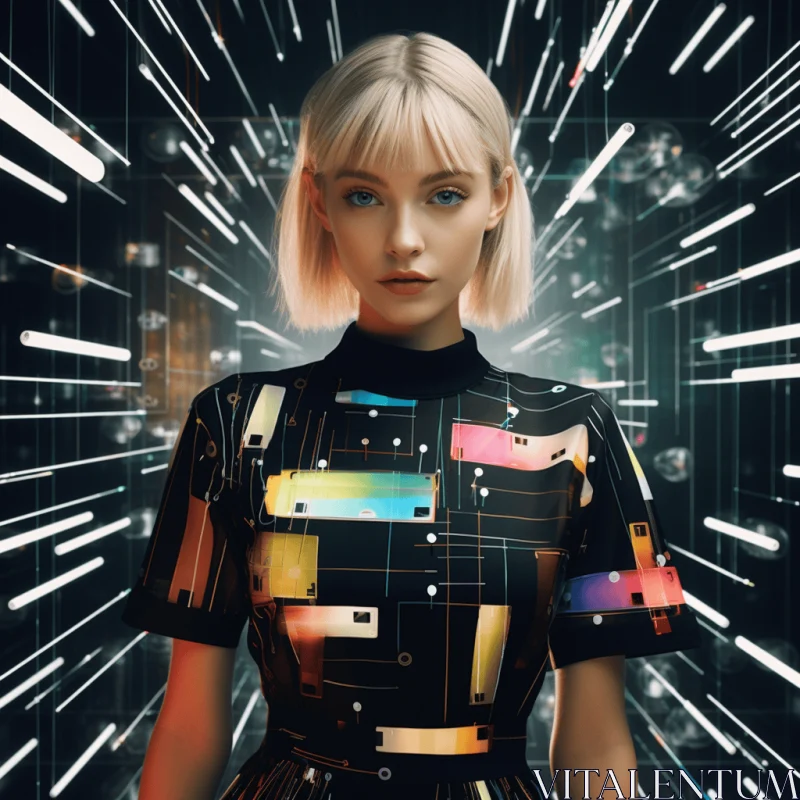 Futuristic Digital Dress: A Hyper-Realistic Pop Art Masterpiece AI Image