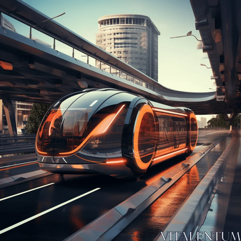 AI ART Luxurious and Innovating Futuristic Train Driving in a Cityscape