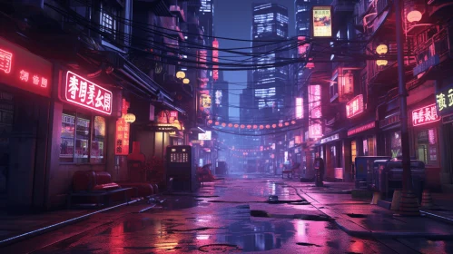 Captivating Cityscape: Neon Lights and Street Signs