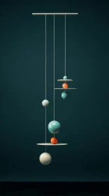 Hanging Multicolored Ball | Minimalistic Geometric Shapes | Classical Balance