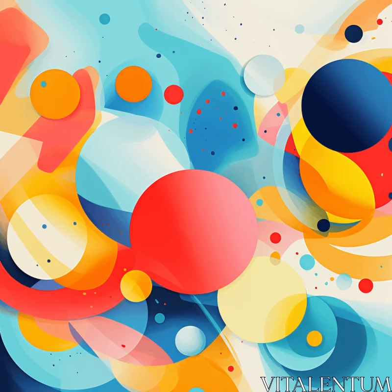 Captivating Abstract Artwork with Colorful Circles on a Flat Background AI Image