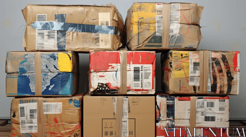 Captivating Stack of Boxes Artwork AI Image