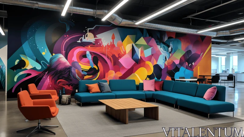 Colorful Office Murals: A Fusion of Engineering and Design AI Image