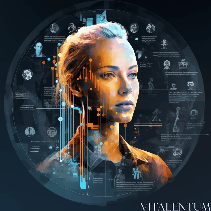 Sabotaged Humanoid Woman with Augmented Reality - Figurative Portraits AI Image