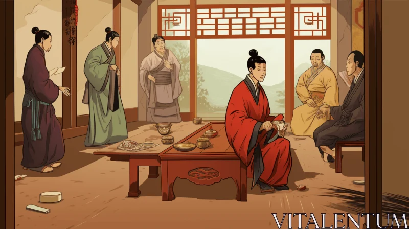 Shamanic Gathering: A Captivating Illustration of Confucian Ideology AI Image