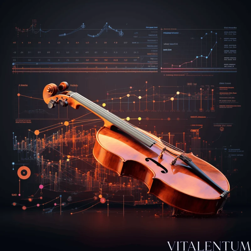 Violin Artwork with Financial Data and Musical Graph | Innovating Techniques AI Image
