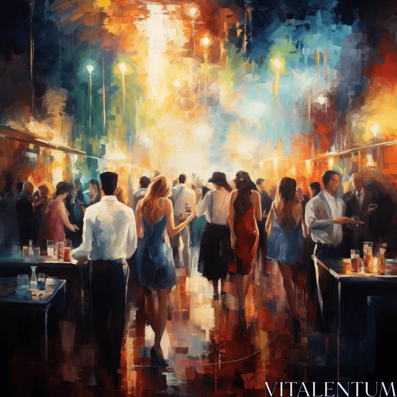 Captivating Nightclub Painting with Blurred Atmosphere AI Image