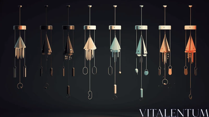 Mesmerizing Wind Chimes: Realistic and Hyper-Detailed Artwork AI Image