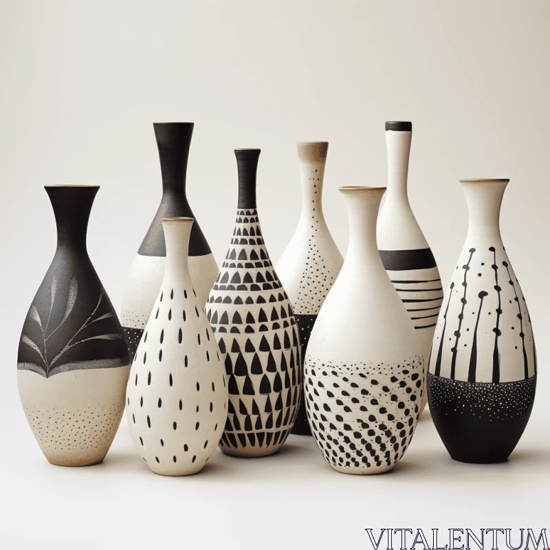 Captivating Black and White Vases: A Stunning Display of Artistry AI Image