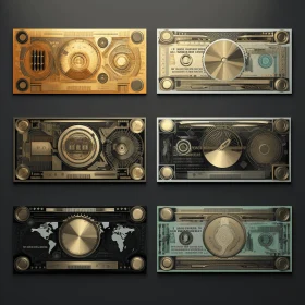 Cybernetic Money Elements: Realistic Color Schemes in Bronze and Black