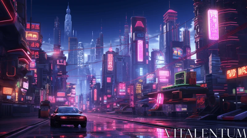 Captivating Futuristic Cityscape | Neon Lights | Precisionist Lines AI Image
