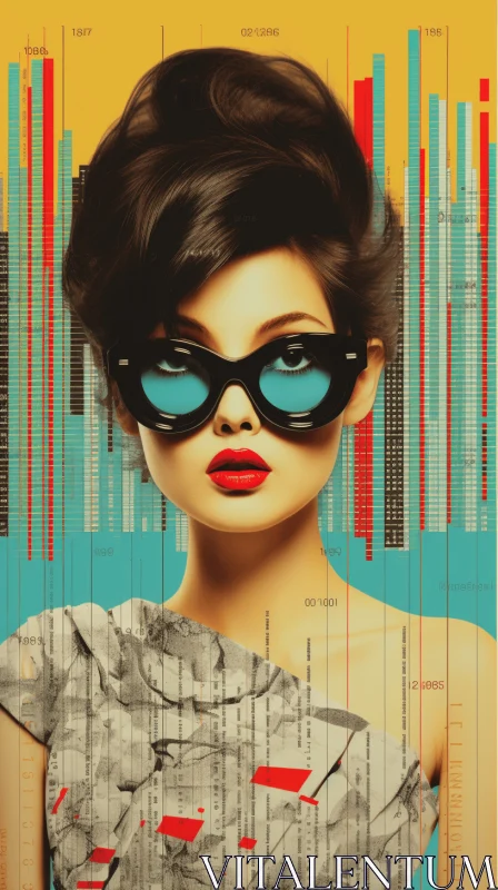 Stylish Woman in Sunglasses - Retro Visuals | Fragmented Advertising AI Image