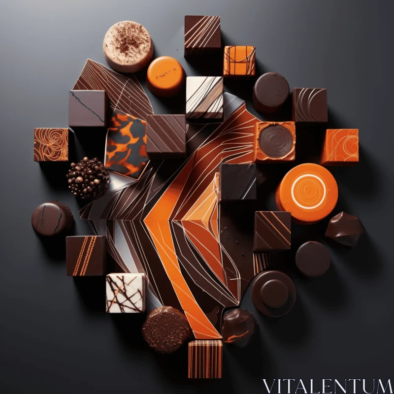 Abstract Geometric Compositions of Chocolates | Photorealistic Still Life AI Image