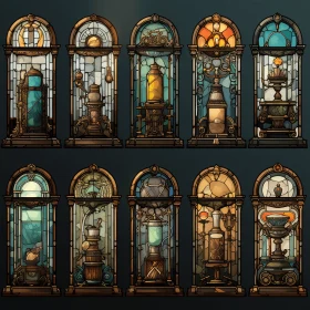 Stunning Stained Glass Windows: Dark Bronze and Light Aquamarine