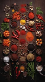 Exquisite Spices on Wooden Table: A Captivating Visual Feast